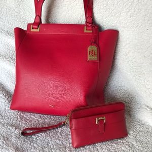 Ralph Lauren zippered tote with matching wallet